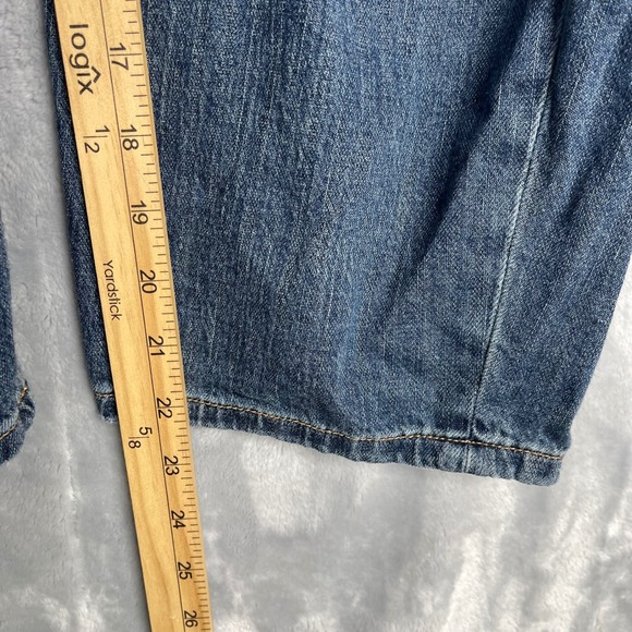 Pilcro The Arch Jeans Womens 25 Petite Blue Barrel Leg Distressed High Rise - Picture 9 of 10